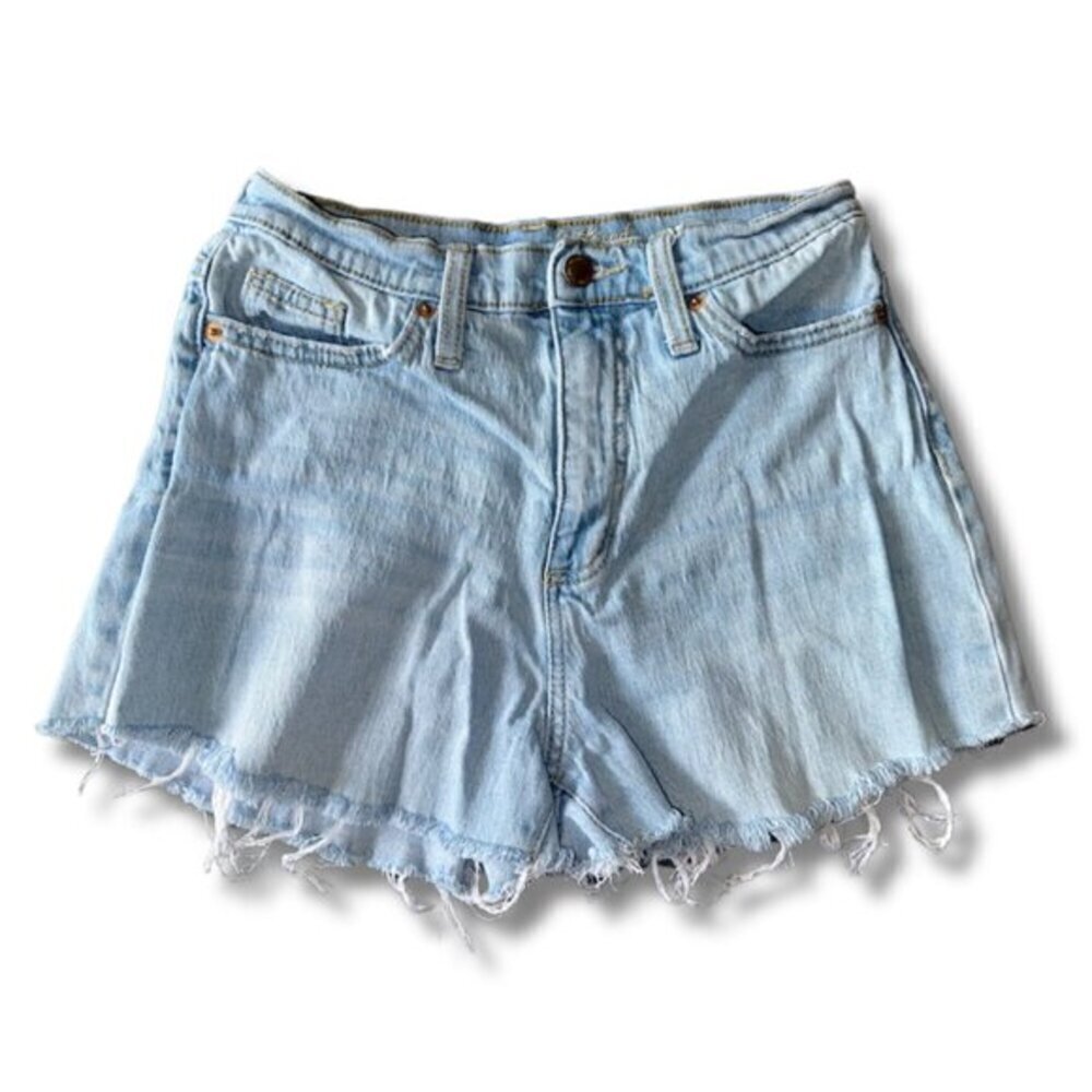 2/26 R Light Denim Cut Off Jean Shorts Faded No Holes Raw Hem